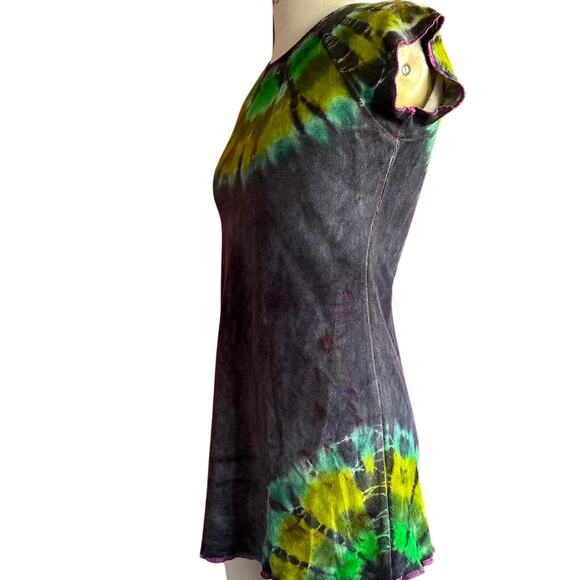 Womens Dress Size Small Grey Tie Dye Rainbow Colorful Colorburst Hippie Burner - Picture 7 of 8